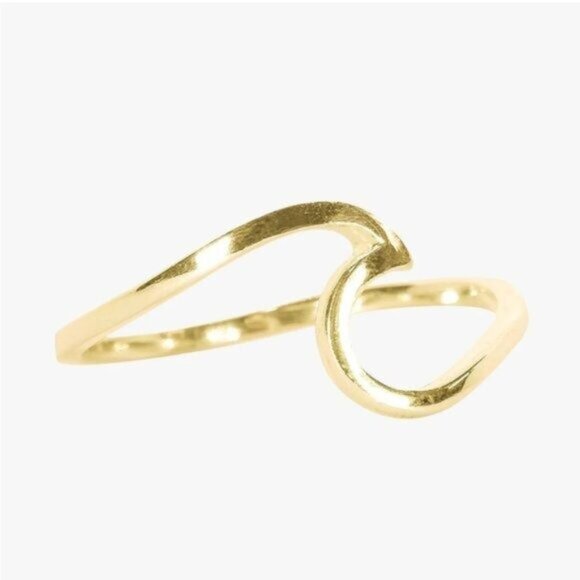 Gold Ring WATERPROOF Dainty Ocean Wave Gold Ring Surfer Girl Ring Non-tarnish - Picture 3 of 11